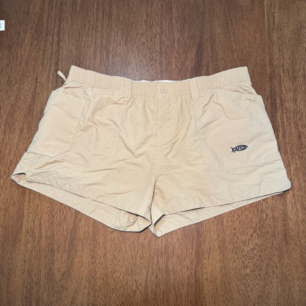 AFTCO Women’s Size 14 Khaki Fishing Shorts Elastic Waist Outdoor Performance